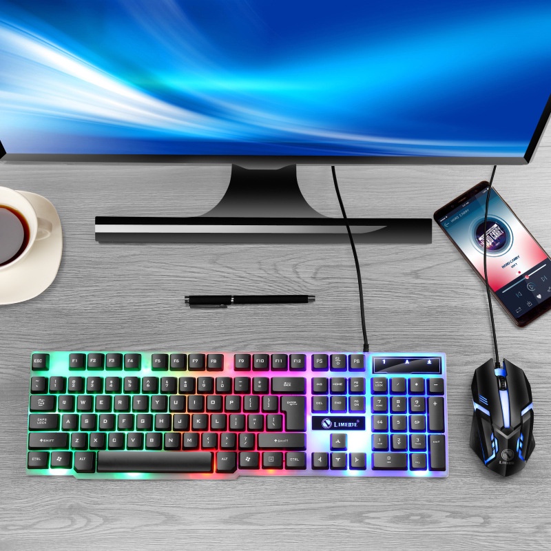 Bàn phím máy tính gaming G T X 300 - Tặng  chuột chuyên dụng,có phần phím phát sáng 7 màu