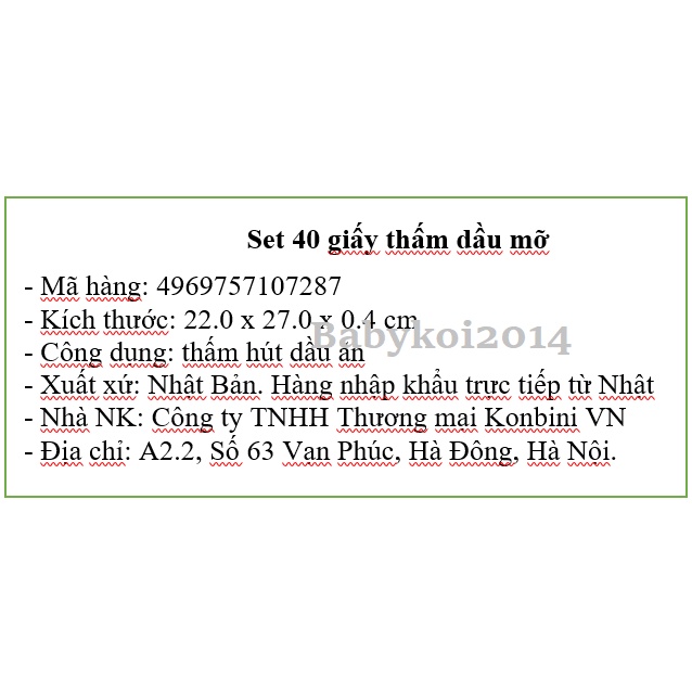Giấy thấm dầu ăn Kyowa Nhật