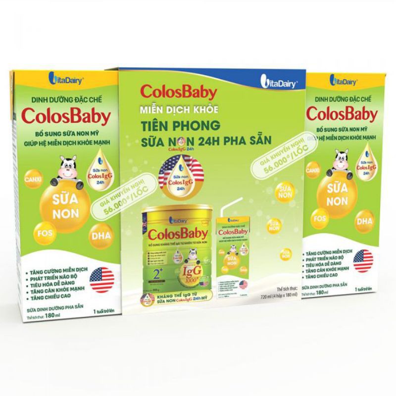 Sữa Colosbaby pha sẵn 180 ml bổ sung sữa non IgG