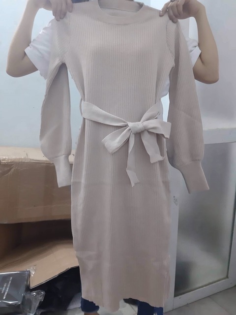 Váy len Quảng châu thắt nơ eo xinh xắn | BigBuy360 - bigbuy360.vn