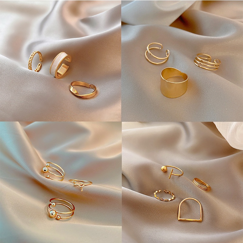 Set 3 Nhẫn Đeo Tay Kim Loại Thời Trang Nữ Sang Trọng