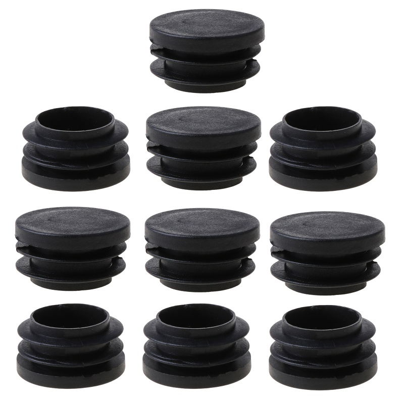 Set 10 Miếng Đệm Chân Bàn Bằng Nhựa Màu Đen Cho Đồ Nội Thất Ống Kim Loại Tròn