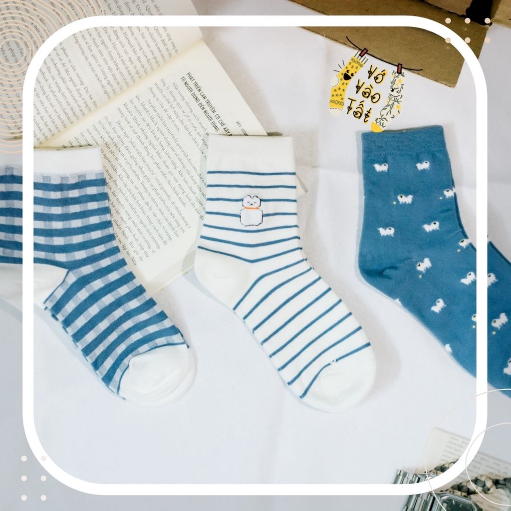 TẤT VỚ NỮ CỔ CAO CÚN XANH DƯƠNG NHẠT