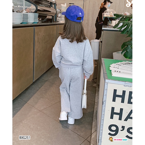 Bộ Dài Tay Thu đông Quần Ống Rộng In Gấu Dễ Thương Cho Bé Gái BXG251