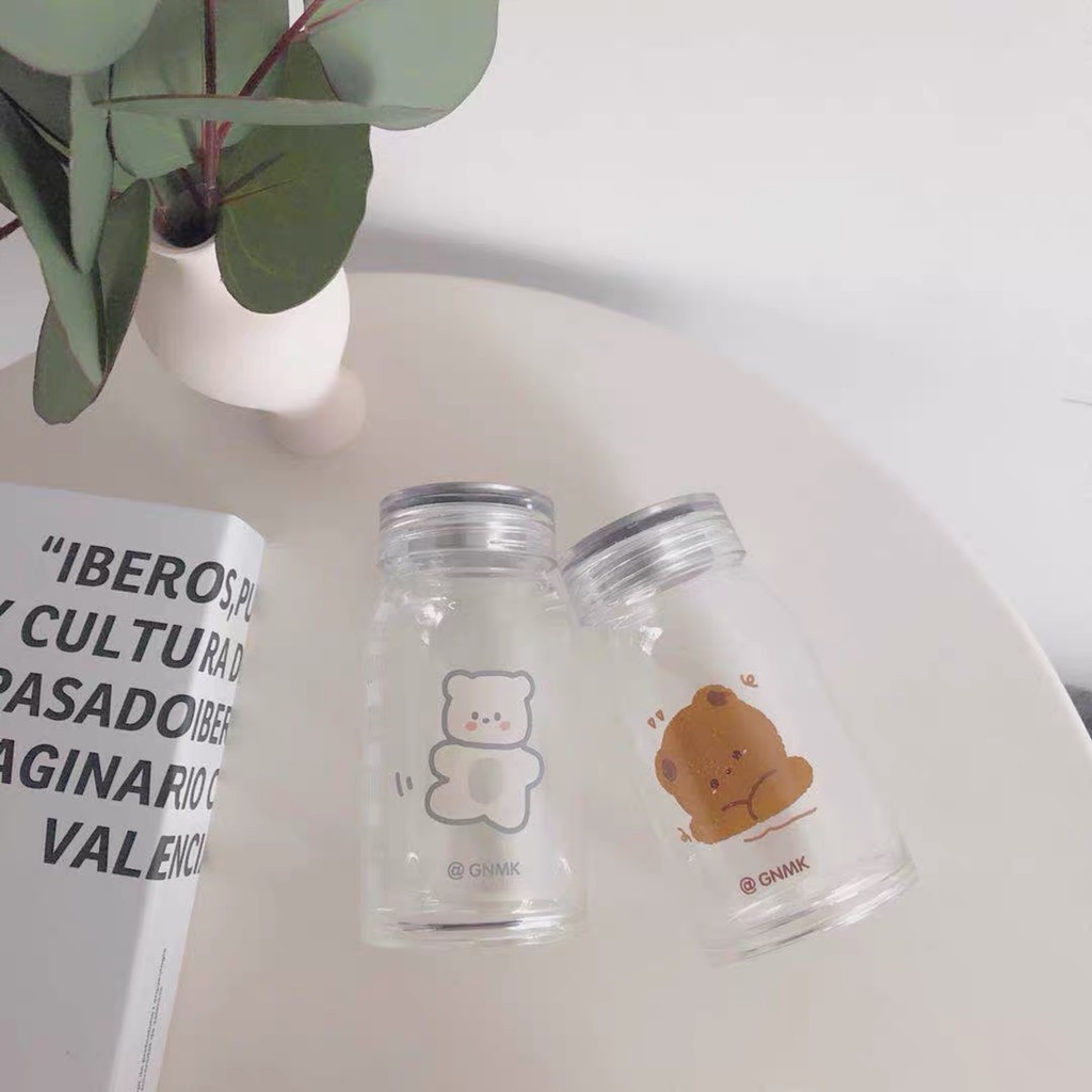 Bình đựng nước thủy tinh họa tiết gấu xinh xắn | BigBuy360 - bigbuy360.vn