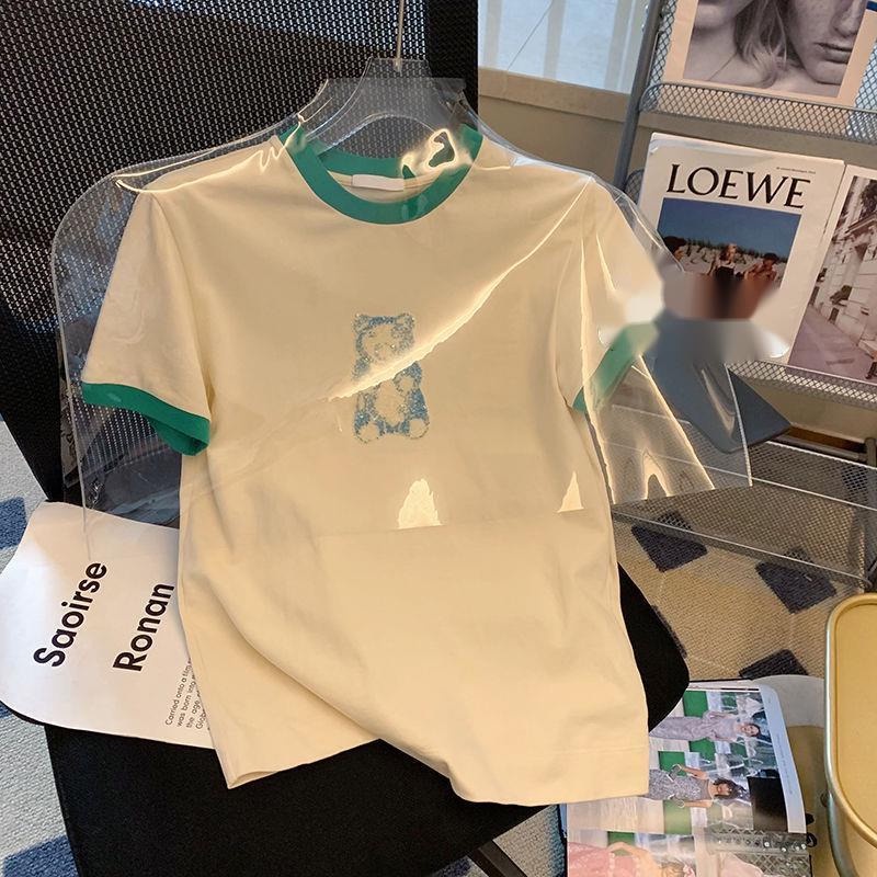 Áo Thun Dáng Rộng Đính Kim Sa Phong Cách Hàn Quốc Thời Trang Mùa Hè