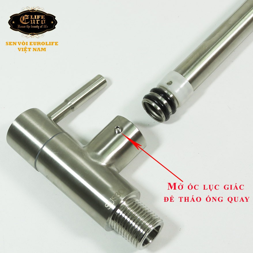 Vòi rửa chén lạnh âm tường Inox SUS 304 Eurolife EL-RC08