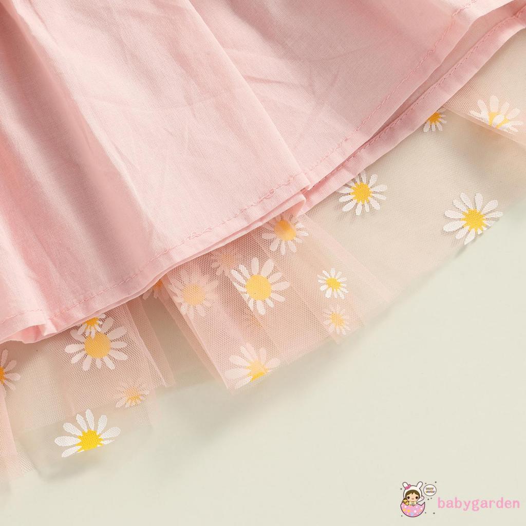 Babygarden-đầm Xòe Công Chúa Hai Dây Không Tay Thêu Hình Hoa Cúc / Trái Cây Mùa Hè Đơn Giản Cho Bé Gái