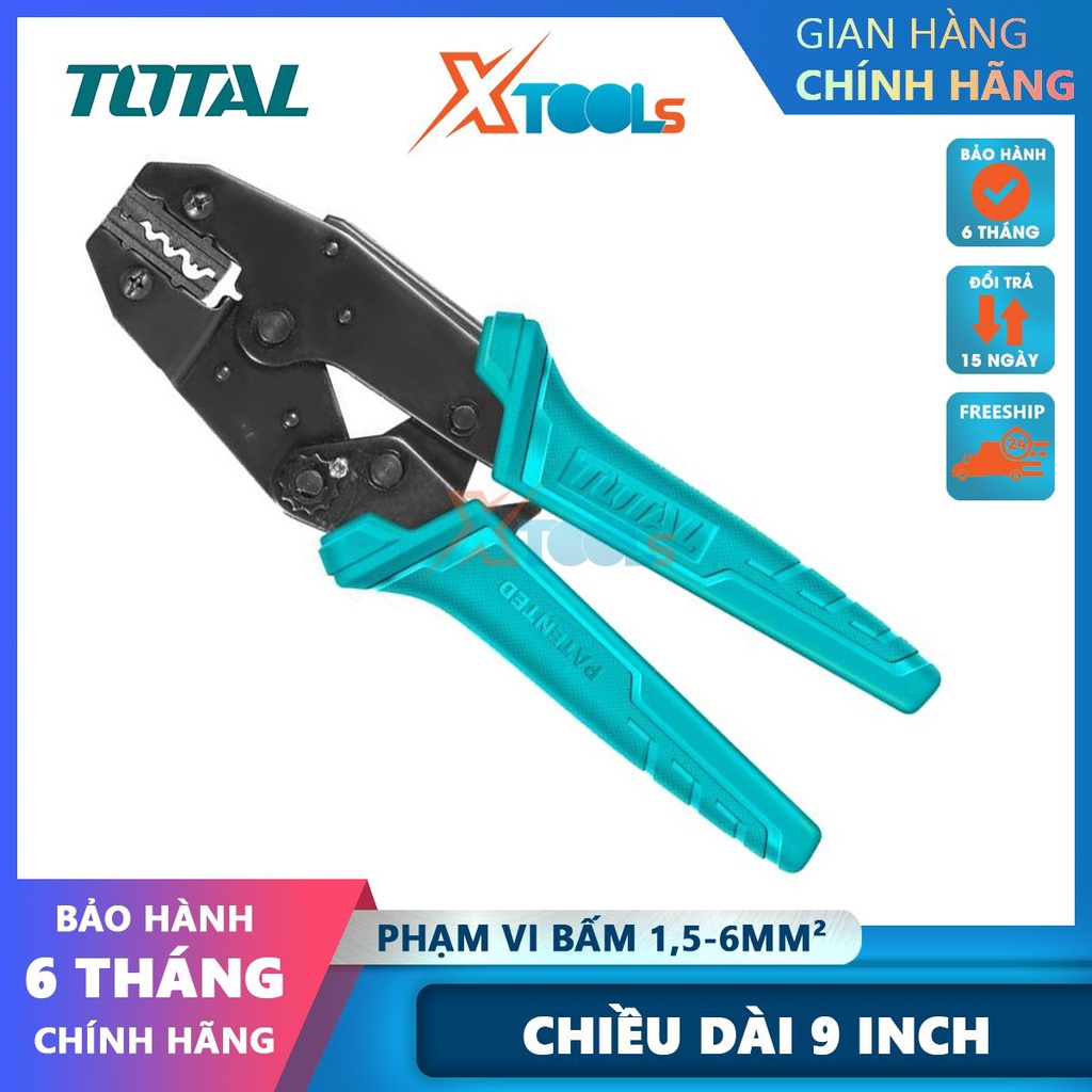 Kềm bấm cos đầu dây không cách điện AWG16-10, lực ép có thể được điều chỉnh được, chiều dài kìm 9 inch-CHÍNH HÃNG-XTOOLS
