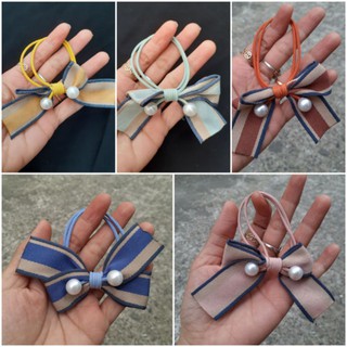 Dây cột tóc nơ phối 2 hạt siêu xinh (được chọn màu)