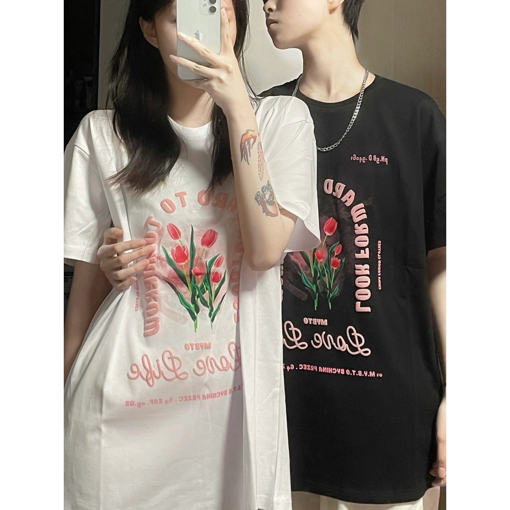 NRVP Áo Thun Mùa Hè Tay Cộc Oversize In Họa Tiết Phong Cách Hàn Quốc Cho Nam / Nữ