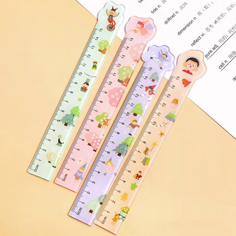 Thước kẻ nhựa học sinh 15cm in hình cute dễ thương
