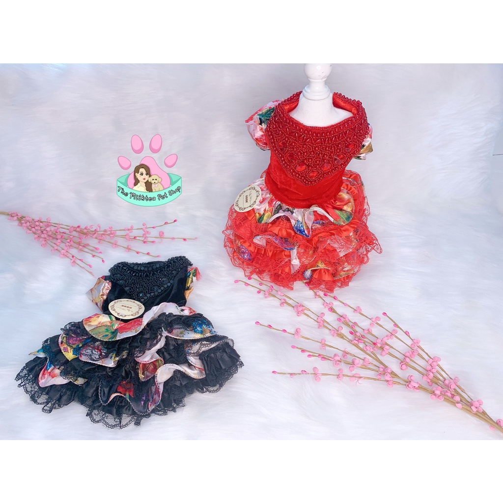 DP045 - Đầm dạ hội sang trọng cao cấp cho chó mèo, quần áo thú cưng