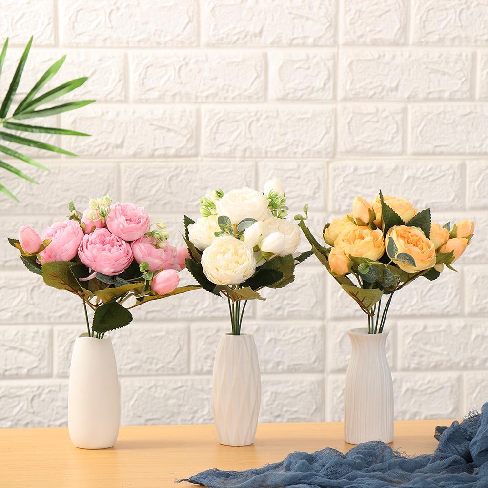 WATTLE Bó Hoa Hồng Nhân Tạo 9 Đầu 30cm Trang Trí Tiệc Cưới / Nội Thất Nhà