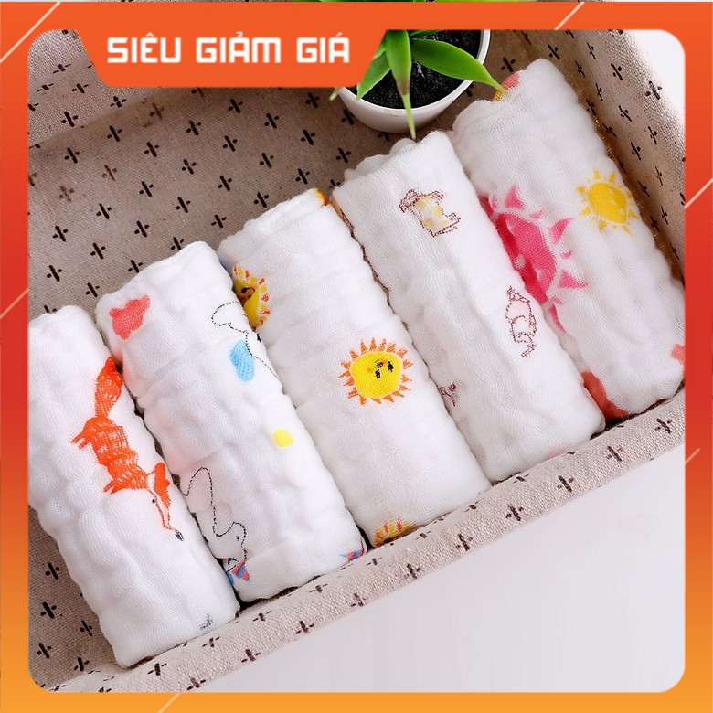 Khăn mặt XÔ 6 LỚP bé dùng làm khăn rửa mặt, khăn lau dãi, lau sữa