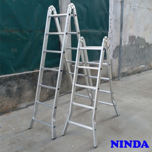 Thang nhôm Ninda ND-205 gấp chữ A cao 1.5m duỗi thẳng 3m bảo hành 24 tháng