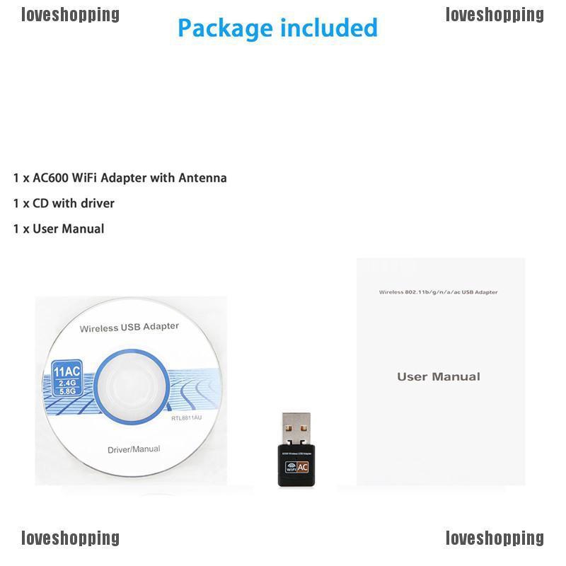 USB thu sóng wifi tốc độ 600Mbps 2.4G / 5G Hz kèm phụ kiện | BigBuy360 - bigbuy360.vn