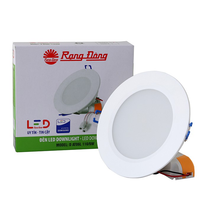 Đèn LED âm trần 9W Rạng Đông, khoét lỗ 110mm, vỏ nhựa