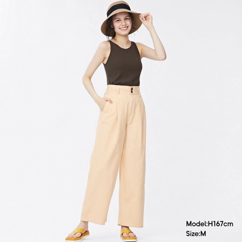 Quần jeans denim siêu nhẹ lưng thun ống suông - GU thời trang Nhật Bản