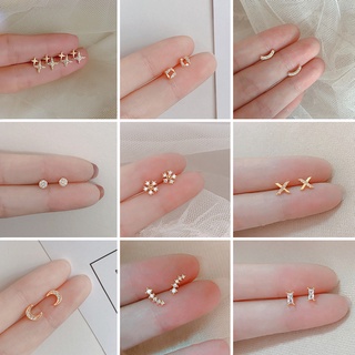 Khuyên Tai Kim Loại Đính Đá Zircon Đơn Giản Thời Trang Cho Nữ