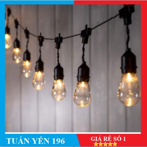 ⚡️Bộ dây treo kín nước dài 10m 15 đuôi đèn e27 trang trí chiếu sáng ngoài trời⚡️