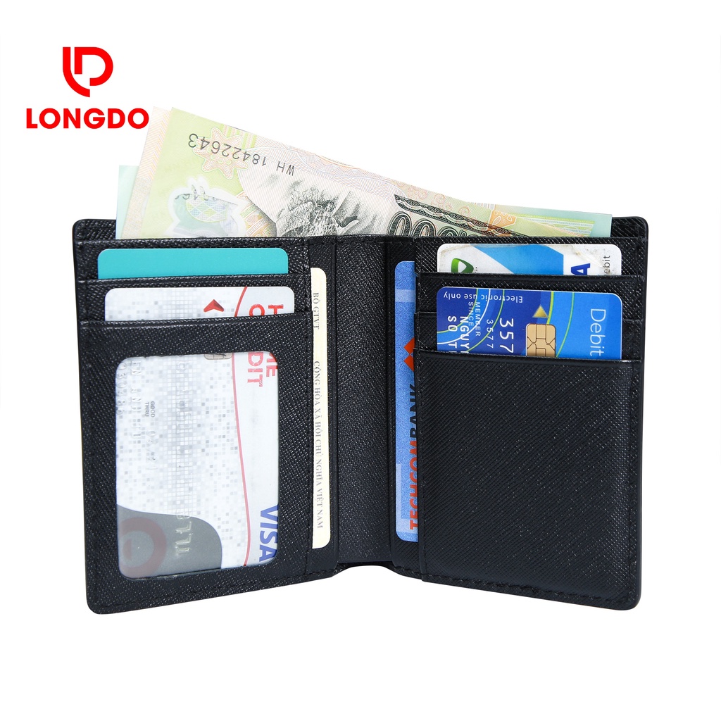Ví da bò đứng cao cấp - Cam kết 100% da bò thật - Bảo hành 5 năm - Thương hiệu uy tín Longdo Leather - BD02
