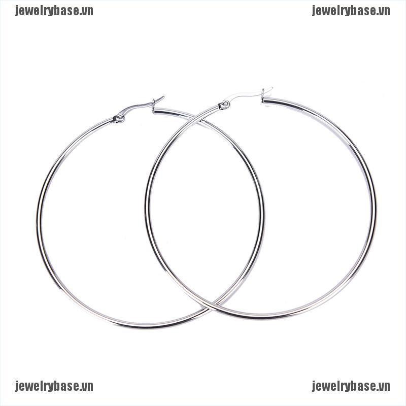 [Base] Fashion Silver Plated Stainless Steel 2mm Thin Polished Round Hoop Earrings [VN]