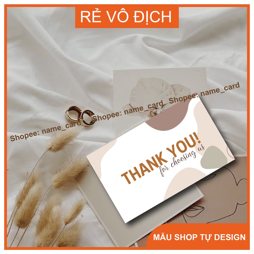 Thiệp cảm ơn khách hàng, name card, thank you card có sẵn tai shop kích thước 9x5,5 cm