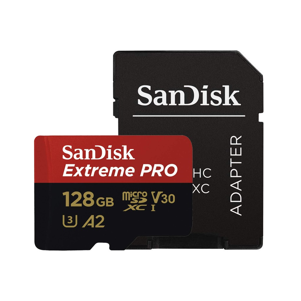 Thẻ nhớ microSDXC SanDisk Extreme Pro 128GB UHD 4K video V30 A2 tốc độ upto 170MB/s + Adapter (SDSQXCY-128G-GN6MA)