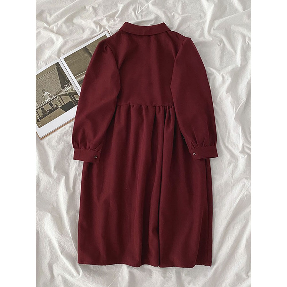 Váy babydoll cổ sơ mi vintage