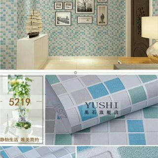 Giấy dán tường kẻ ca rô, chống nước tốt, thích hợp dùng cho nhà vệ sinh, bếp, phòng ăn, khổ 45cm*10m( có sẵn keo dán)