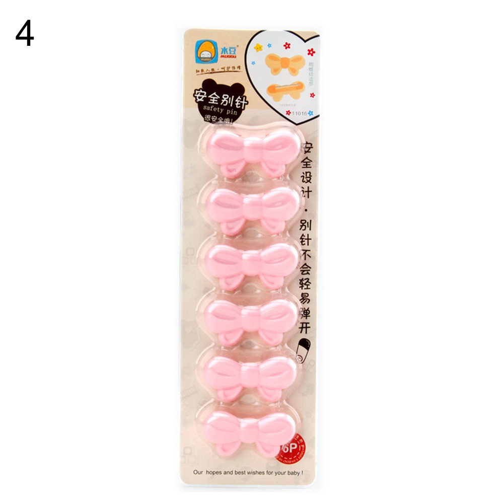 Set 6 Kẹp Giữ Khăn Yếm Em Bé Hình Gấu Thắt Nơ Dễ Thương