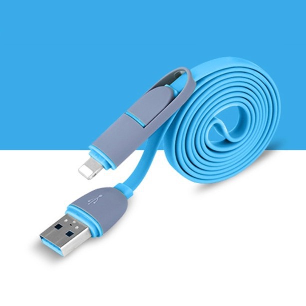 Dây Cáp Sạc 1M 2 Trong 1 Cổng Lightning Micro Usb Cho Điện Thoại Android Iphone