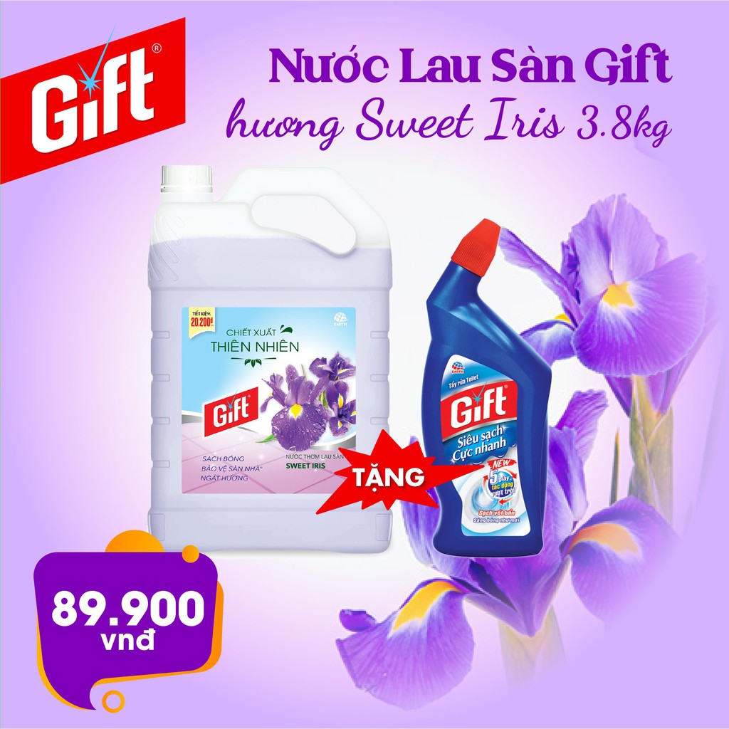 Combo Siêu tiết kiệm Lau sàn Gift 3.8 kg [Tặng 1 chai tầy toalet 600ml]