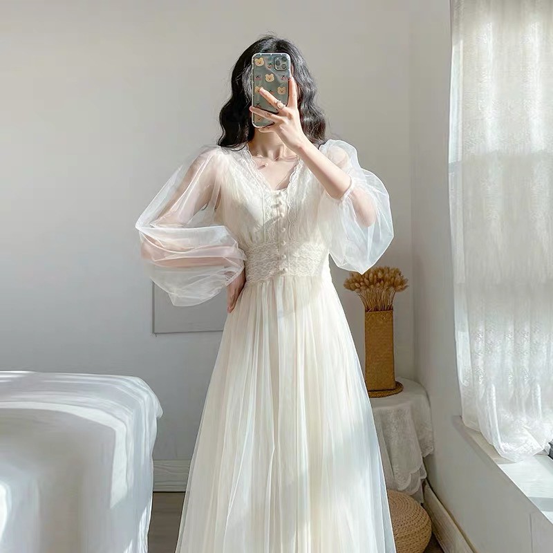 [Mã FATHANG5 giảm 10K đơn 50K] [HÀNG QCCC] - Váy ulzzang tiểu thư tay dài vintage phong cách retro- K04 - jannahouse | BigBuy360 - bigbuy360.vn