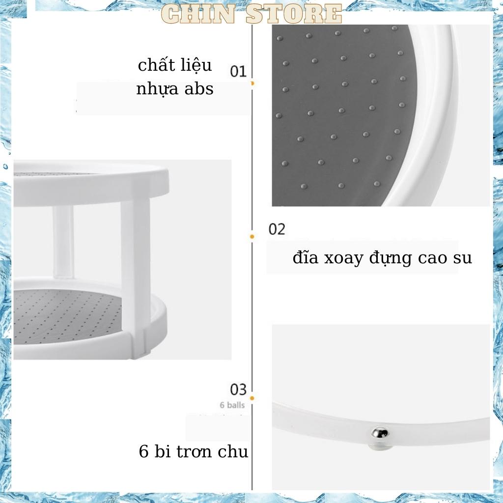 Kệ đựng gia vị nhà bếp thông minh giá xoay gia vị nhựa abs 2 lớp cao cấp xoay 360 độ loại 1 tầng, 2 tầng