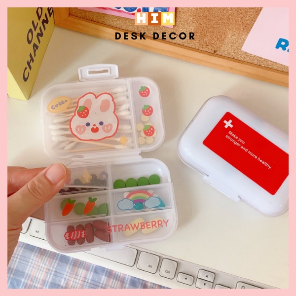 Hộp đựng mini 8 ngăn dùng để chia thuốc chống ẩm, có thể làm hộp đựng trang sức, phụ kiện nhỏ thiết kế tiện lợi