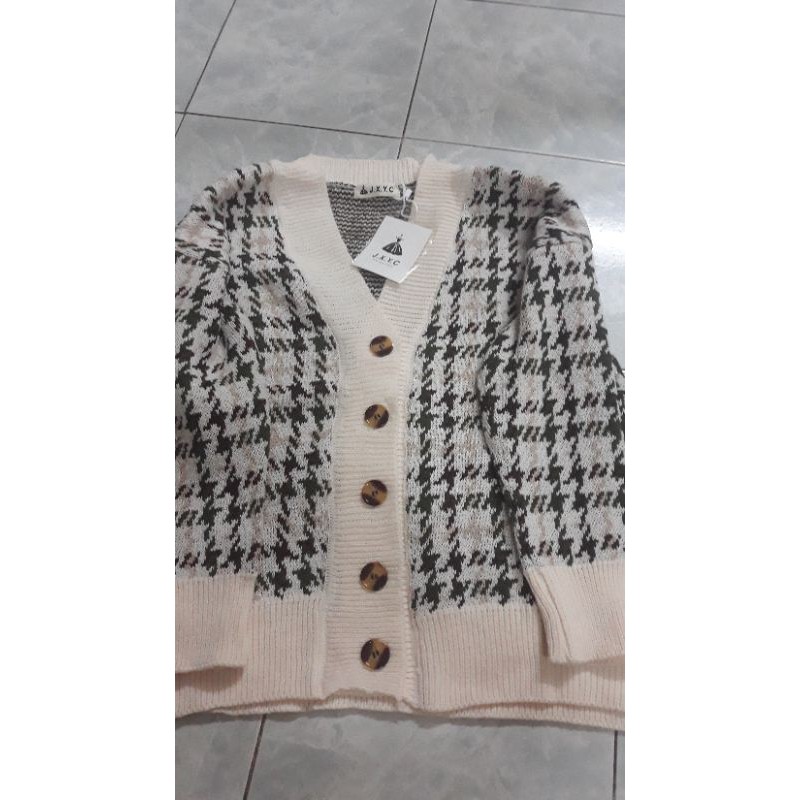 Hàng Sẵn_ Áo khoác len nữ cổ V houndstooth retro phong cách Hàn Quốc ulzzang | BigBuy360 - bigbuy360.vn