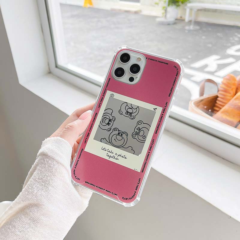 Ốp Điện Thoại Tpu Silicon Mềm Chống Bụi Chống Sốc Hình Gấu Và Dâu Tây Cho Iphone7 8 11 12 Pro Max Plus X Xs Xr Xsmax