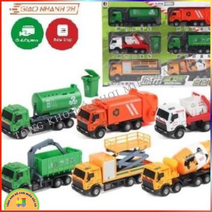 Đồ chơi Hộp 6 xe ô tô môi trường, xe chở rác, xe chở nước, mô hình đồ chơi ô tô cho bé sáng tạo TKMB68