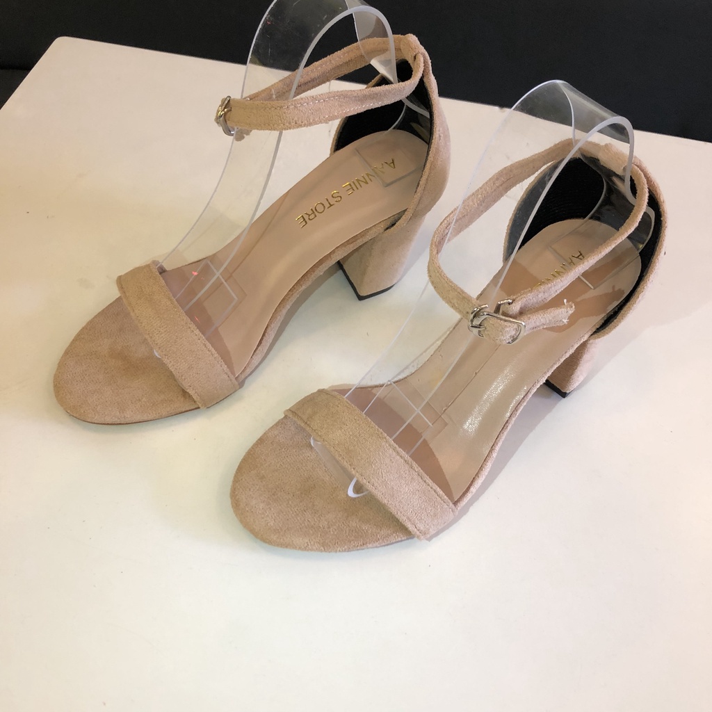 – Giày cao gót 7 phân đen quai ngang MS -_