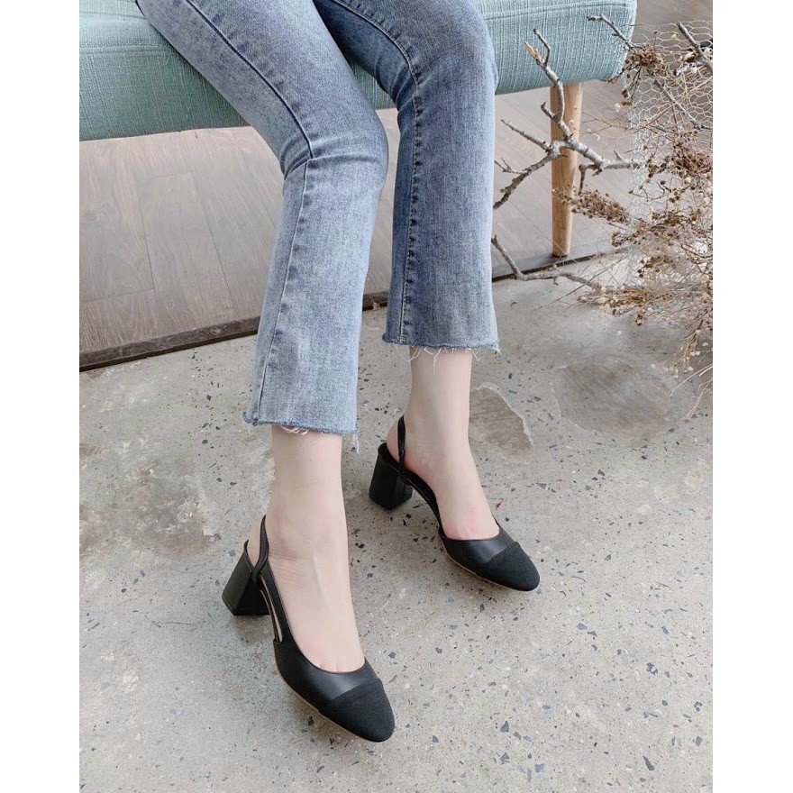 Giày Búp Bê Sandal Nữ Đen Bít Mũi tròn Gót Vuông Bệt 5 cm Đế Bằng Thời Trang Hàn Quốc Đẹp Cao Cấp | BigBuy360 - bigbuy360.vn