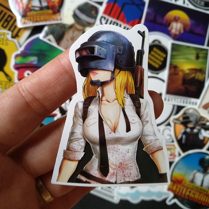 Sticker dán cao cấp chủ đề PUBG - Dùng dán Xe, dán mũ bảo hiểm, dán Laptop...