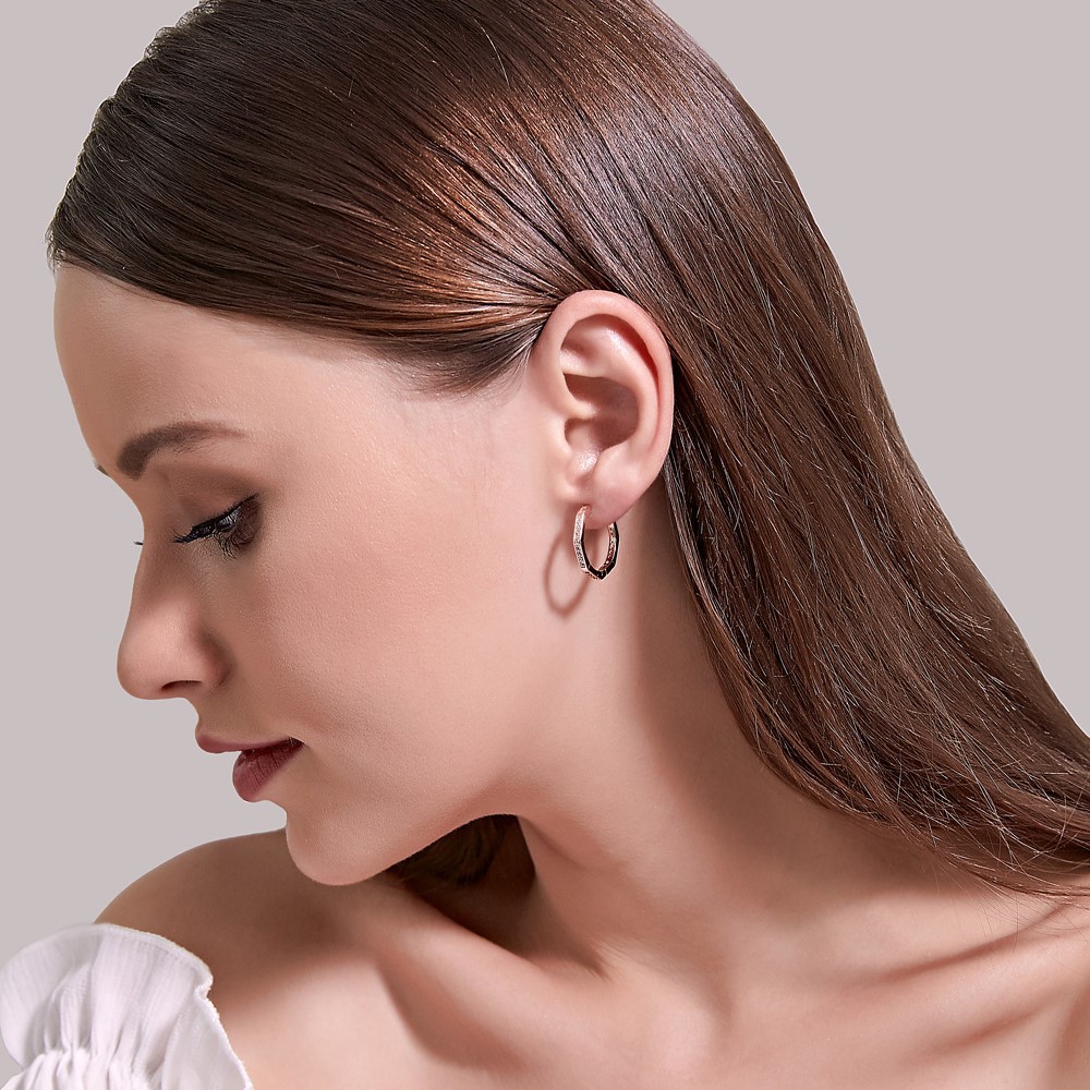 Khuyên tai hình đa giác đính đá thời trang cho nữ