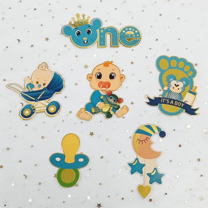 phụ kiện bánh kem sinh nhật [FREESHIP❤️] set cắm bé trai thôi nôi