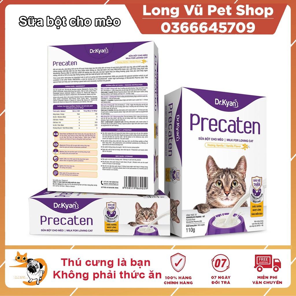 Sữa Bột Dinh Dưỡng Cho Mèo Precaten Dr.Kyan Hộp 400g và 110g