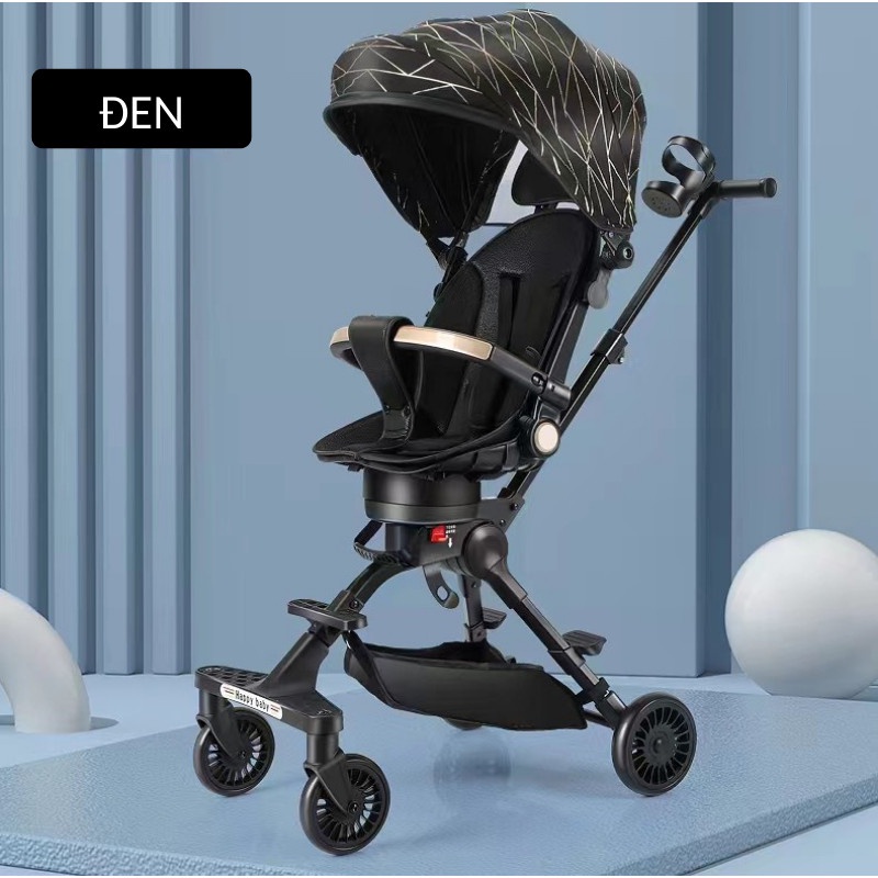 Xe Đẩy Du Lịch Gấp Gọn KIDWOW HDM999 Có Thể Đảo Chiều Ngã Lưng Cho Bé Ngồi, Năm Bánh Xe Xoay 360 Độ
