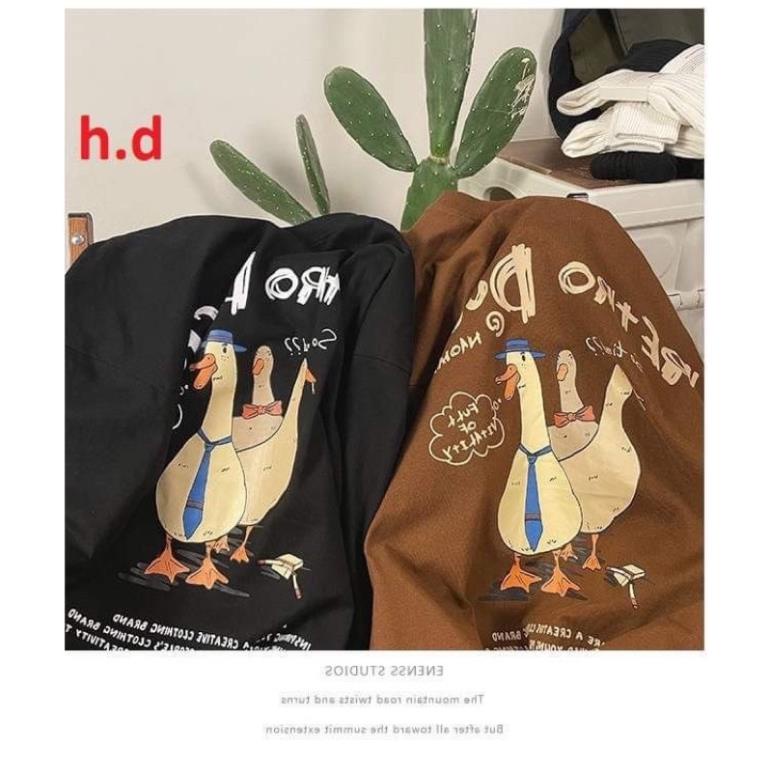 Áo thun ba con vịt form rộng tay lỡchất cotton nam hucott