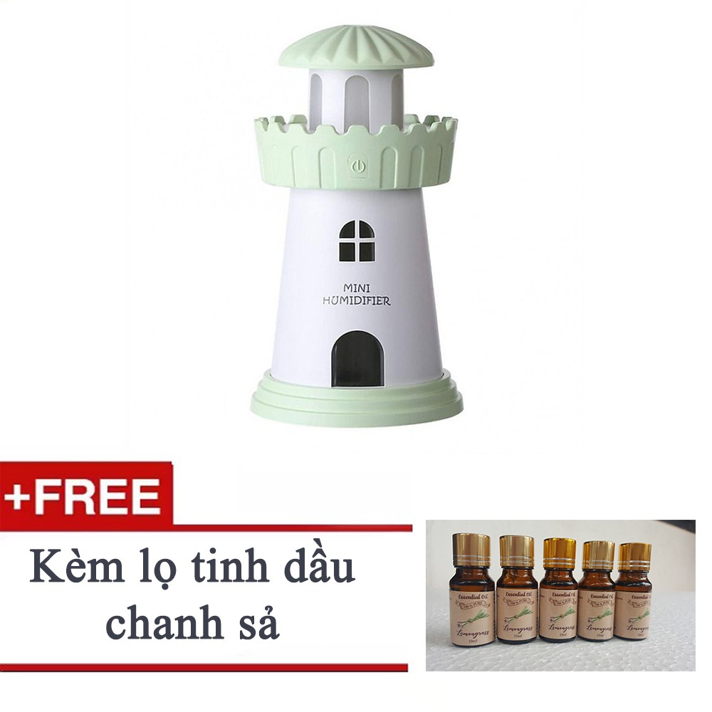 [Siêu Hot] Máy xông tinh dầu kiêm đèn ngủ Lighthouse Humidifier - Tặng Kèm tinh dầu chanh sả