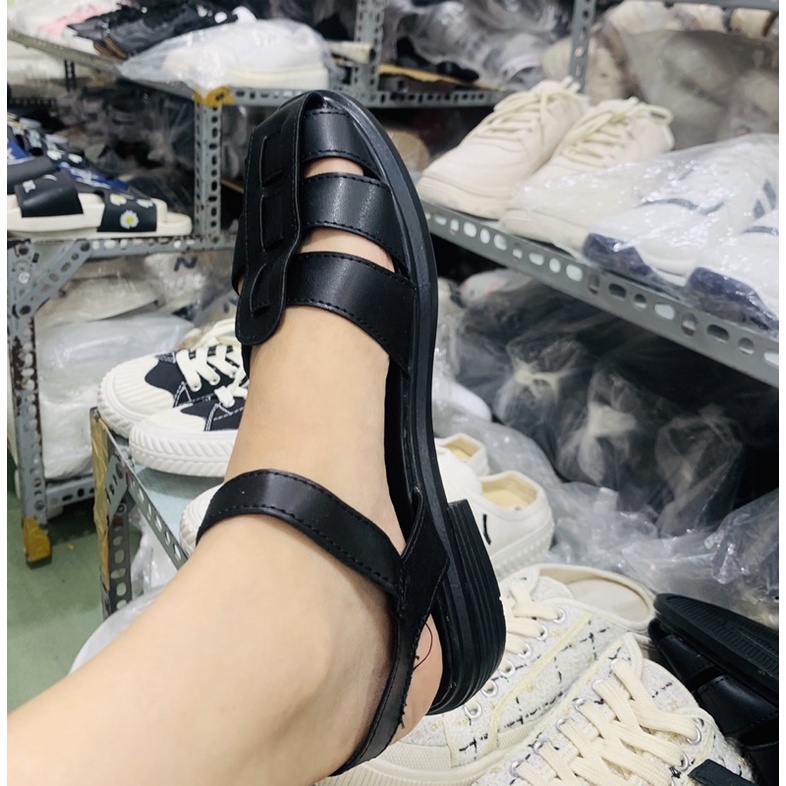 Giày sandal rọ nữ hàn quốc chiến binh bít mũi quai hậu hở gót đế cao 2p chất lừ rẻ đẹp thời trang